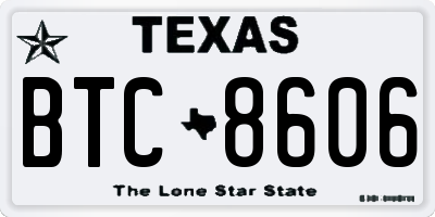 TX license plate BTC8606