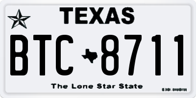 TX license plate BTC8711