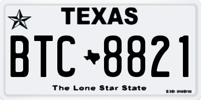 TX license plate BTC8821