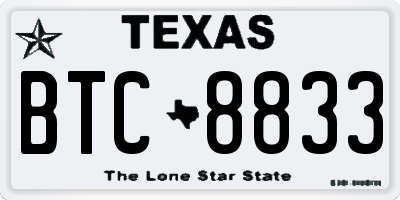 TX license plate BTC8833
