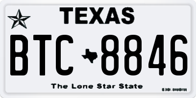 TX license plate BTC8846