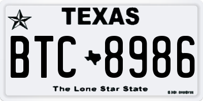 TX license plate BTC8986