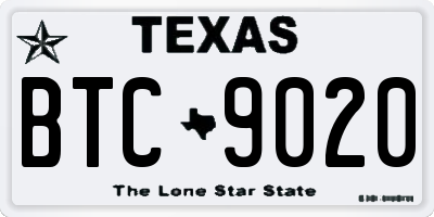 TX license plate BTC9020