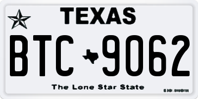 TX license plate BTC9062