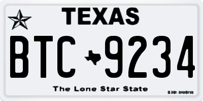 TX license plate BTC9234