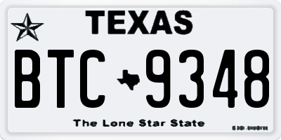 TX license plate BTC9348
