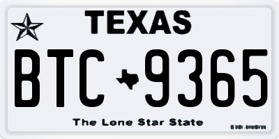 TX license plate BTC9365