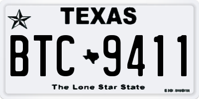 TX license plate BTC9411