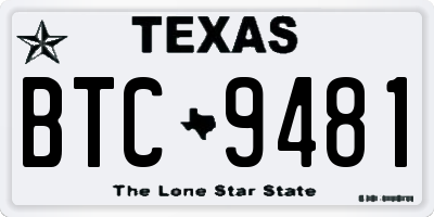 TX license plate BTC9481