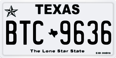 TX license plate BTC9636