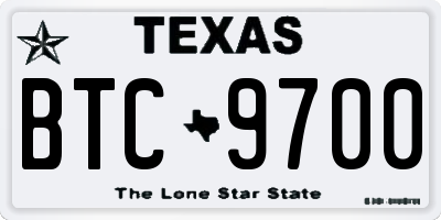 TX license plate BTC9700