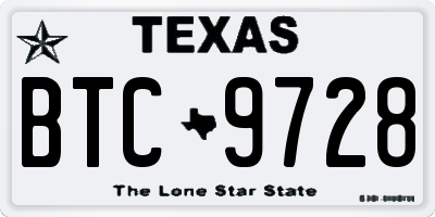 TX license plate BTC9728