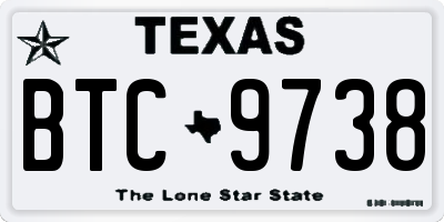 TX license plate BTC9738
