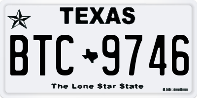 TX license plate BTC9746