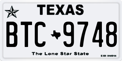 TX license plate BTC9748