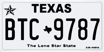 TX license plate BTC9787
