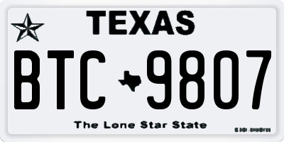 TX license plate BTC9807