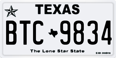 TX license plate BTC9834