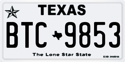 TX license plate BTC9853