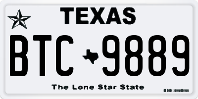 TX license plate BTC9889