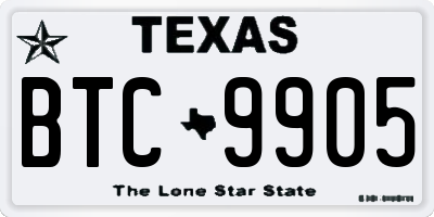 TX license plate BTC9905