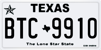TX license plate BTC9910