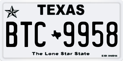 TX license plate BTC9958