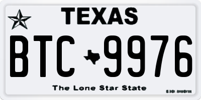 TX license plate BTC9976