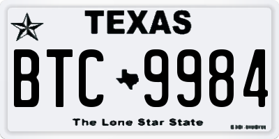 TX license plate BTC9984