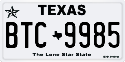 TX license plate BTC9985