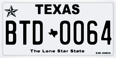 TX license plate BTD0064