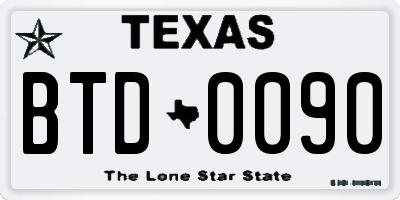TX license plate BTD0090