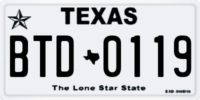 TX license plate BTD0119