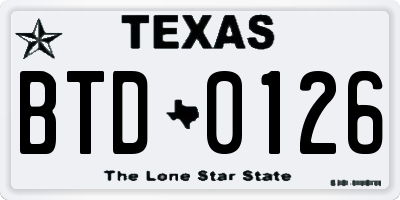 TX license plate BTD0126