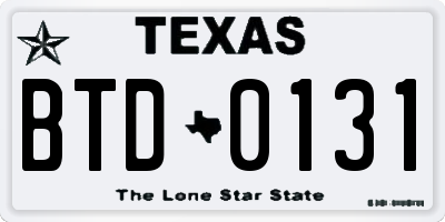 TX license plate BTD0131