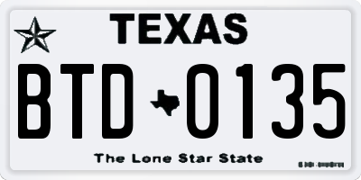 TX license plate BTD0135