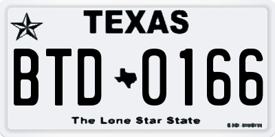 TX license plate BTD0166