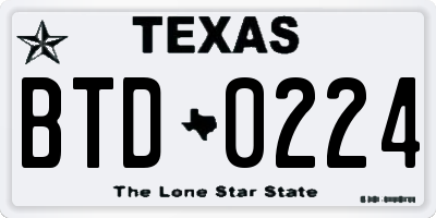 TX license plate BTD0224