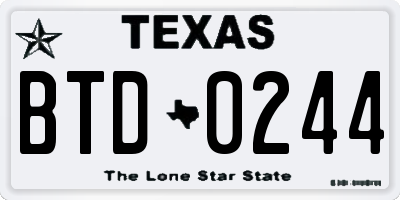 TX license plate BTD0244