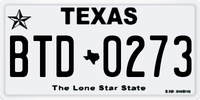 TX license plate BTD0273