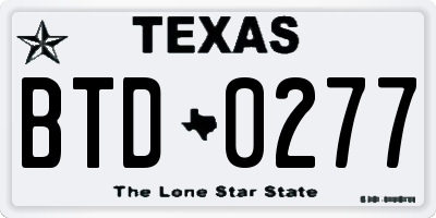 TX license plate BTD0277