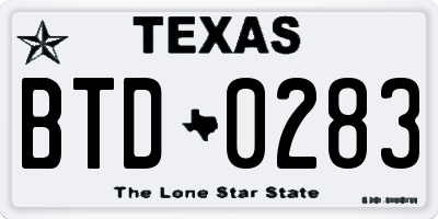 TX license plate BTD0283