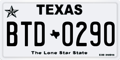 TX license plate BTD0290