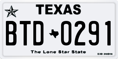 TX license plate BTD0291