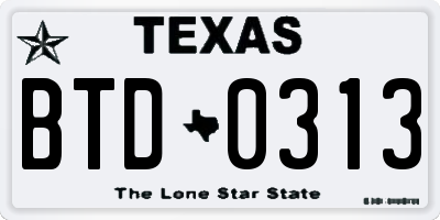 TX license plate BTD0313