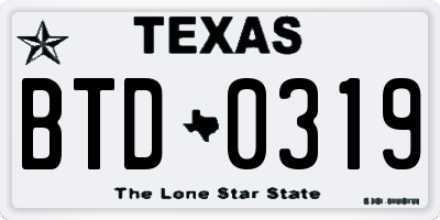 TX license plate BTD0319