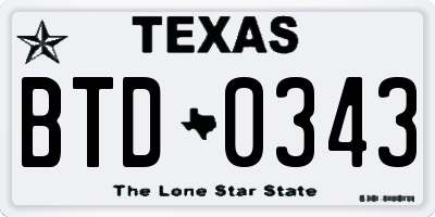 TX license plate BTD0343