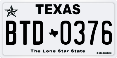 TX license plate BTD0376