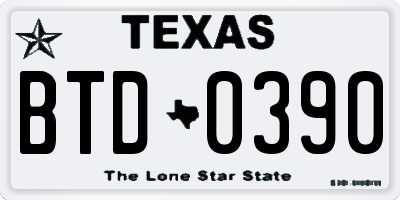 TX license plate BTD0390