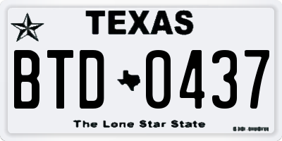 TX license plate BTD0437